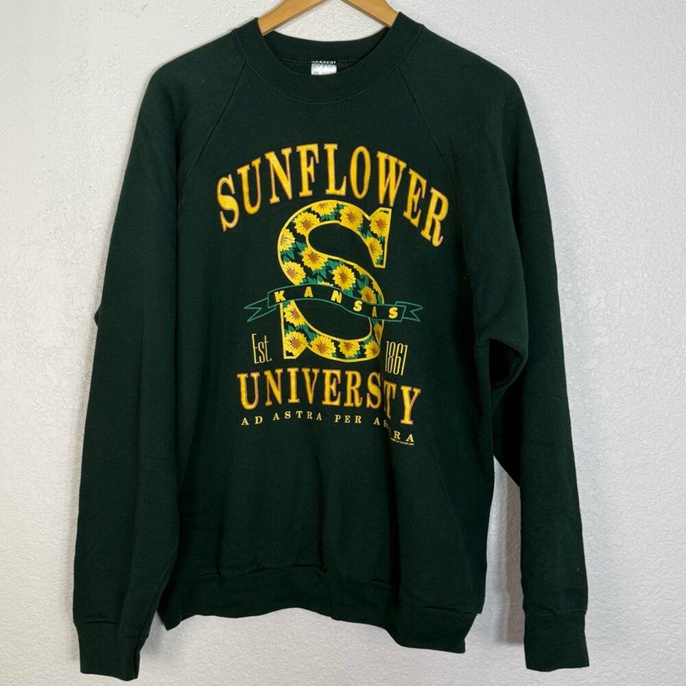 Vintage Sunflower University Graphic Crewneck Sweatshirt Made in USA Unisex XXL